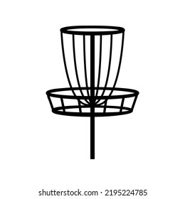 Disc Golf Basket Icon. Vector Outline Illustration Isolated On White Background