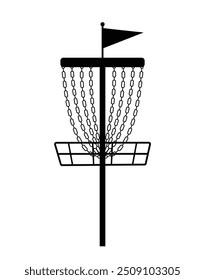 Ilustración de silueta de Vector de cesta de golf de disco sobre fondo blanco
