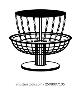 Disc golf basket vector silhouette illustration