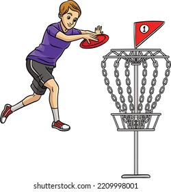 Disc Golf Cartoon Colored Clipart Illustration