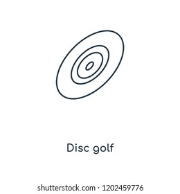 Disc golf concept line icon. Linear Disc golf concept outline symbol design. This simple element illustration can be used for web and mobile UI/UX.