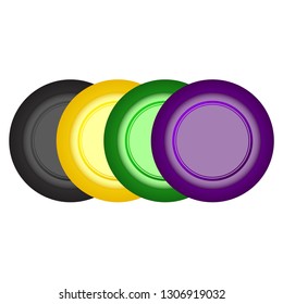 Disc Golf Disc Driver Color Set Vector Illustration Icon Symbol