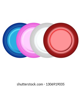 Disc Golf Disc Driver Color Set Vector Illustration Icon Symbol