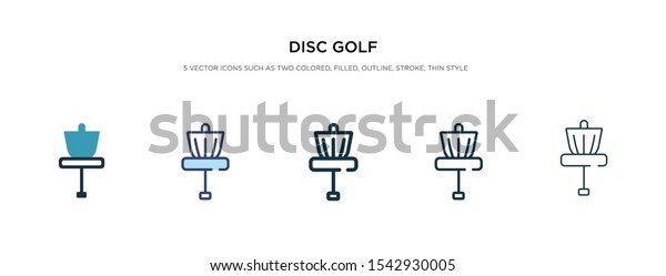disc golf\
icon in different style vector illustration. two colored and black\
disc golf vector icons designed in filled, outline, line and stroke\
style can be used for web, mobile,\
ui