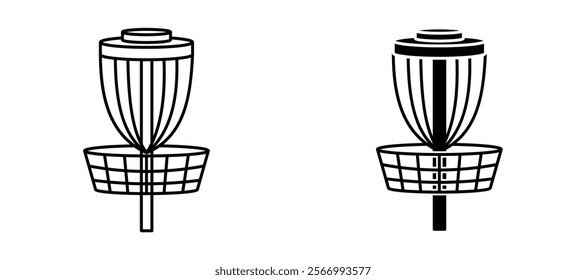 Disc golf icons in outline and fill. vector illustration for ui.