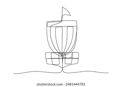 Disc golf one line icon. Doodle drawing isolated on white background