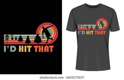 Disc golf player silhouette with a retro sunset design. Perfect for disc golf enthusiasts. Vintage style graphic for t-shirt printing.