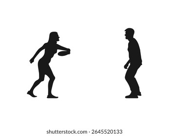 Disc Golf player silhueta vetor. Um conjunto de silhuetas de jogador de golfe em disco. Frisbee Players Silhouette, Ultimate Frisbee Silhouette.	
