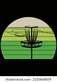 Disc golf retro vector art design, EPS file. design file for T-shirt. SVG, EPS cuttable design file
