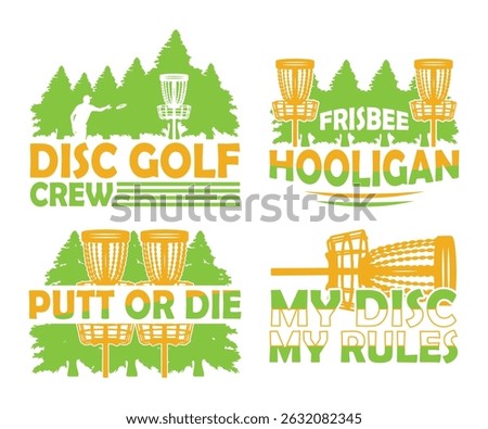Disc Golf Set Graphic Design Playful Typography Illustration for Disc Golf Enthusiasts and Teams