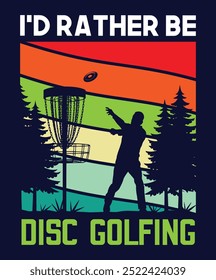 Disc Golf T Shirt Design vector, retro vintage sunset background,