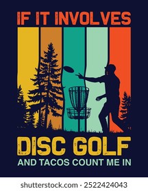 Disc Golf T Shirt Design vector, retro vintage sunset background,