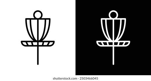 Disc golf thin line vector icon set.