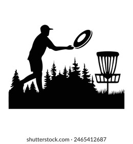 Disc golf vector art icon and graphic design