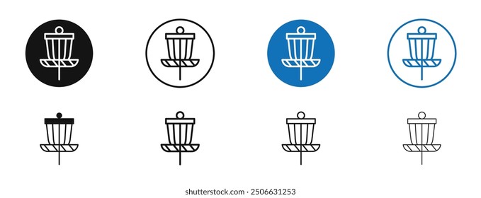 Disc golf vector icon in black and blue colors