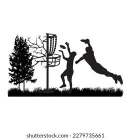 Disc golf Vector illustration isolated on white background