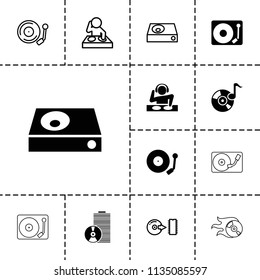 Disc icon. collection of 13 disc filled and outline icons such as dvd player, gramophone. editable disc icons for web and mobile.