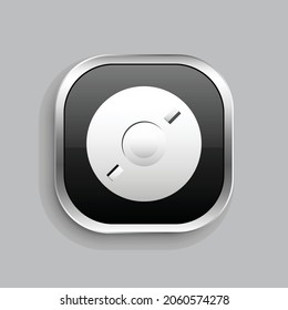 disc icon design. Glossy Button style rounded rectangle isolated on gray background.. Vector illustration