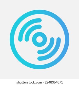 Icono de disco en estilo gradiente sobre multimedia, uso para presentación de aplicaciones móviles en sitios web