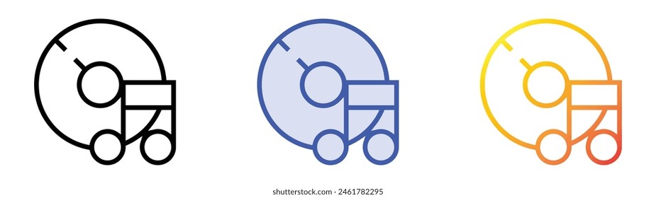 disc icon. Linear, Blue Fill and Gradient Style Design Isolated On White Background