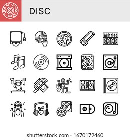 disc icon set. Collection of Disc, Hard disk, DJ, Music, Saw, Turntable, Vynil, Compact disc, jockey, Dvd, Cds icons