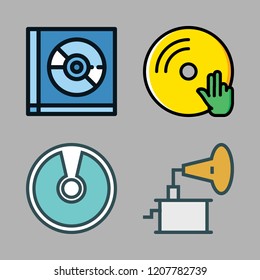 disc icon set. vector set about compact disc, vinyl and phonograph icons set.