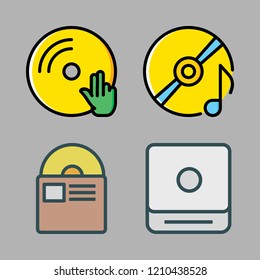 disc icon set. vector set about cd player, compact disc and vinyl icons set.
