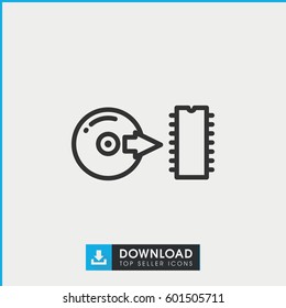disc icon. simple outline disc vector icon. on white background.