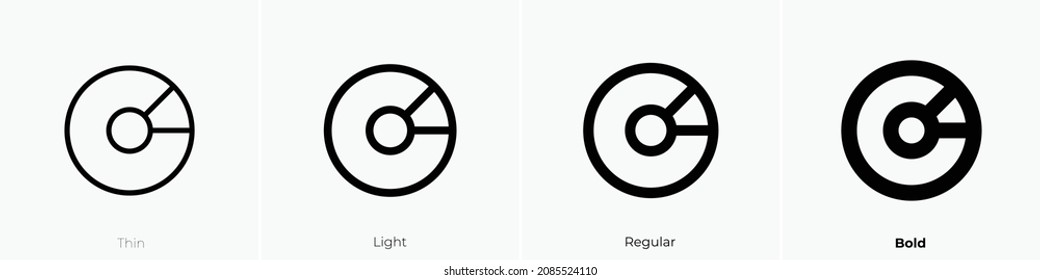 disc icon. Thin, Light Regular And Bold style design isolated on white background