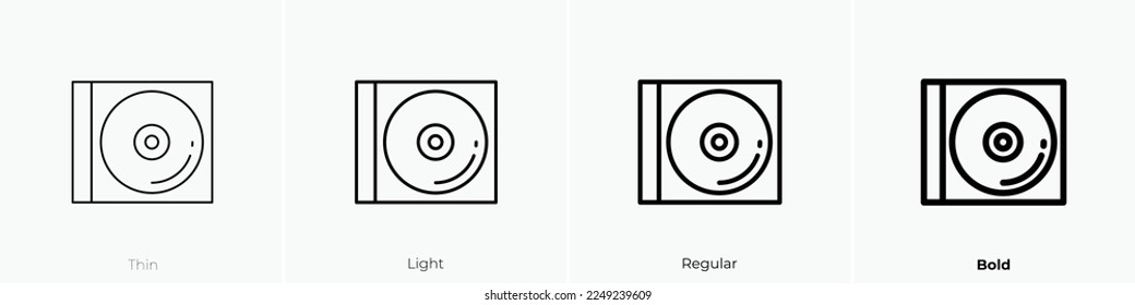 disc icon. Thin, Light Regular And Bold style design isolated on white background