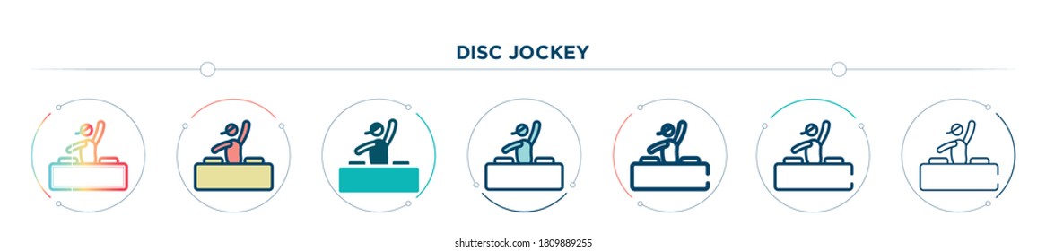 disc jockey icon designed in gradient, filled, two color, thin line and outline style. vector illustration of disc jockey vector icons. can be used for mobile, ui, web
