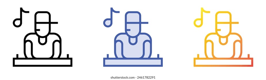 disc jockey icon. Linear, Blue Fill and Gradient Style Design Isolated On White Background
