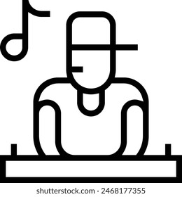disc jockey icon. Thin linear style design isolated on white background