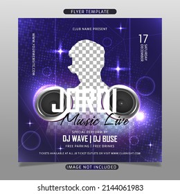 Disc jockey music party flyer template