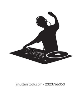 Disc Jockey silhouette design. entertainer man in party and club. nightlife sign and symbol.