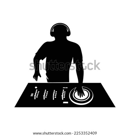 Disc Jockey silhouette design. entertainer man in party and club. nightlife sign and symbol. Сток-фото © 