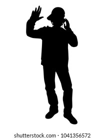 Disc jockey silhouette vector