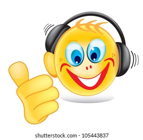 Disc jockey Smiley showing ok gesture isolated on white