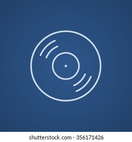 Disk Line Icon für Web-, Mobil- und Infografiken. Vektorhellblaue Symbol einzeln auf blauem Hintergrund.