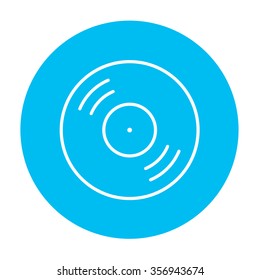 Disc line icon for web, mobile and infographics. Vector white icon on the light blue circle isolated on white background.