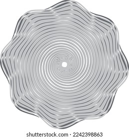 Disc with metallic effect, no background. Edges wavy, flat, translucent with shadow
