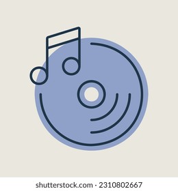 Disc und Musiktitel, Vektorsymbol einzeln. Musikzeichen. Graph-Symbol für Musik und Sound-Website und Apps-Design, Logo, App, Benutzeroberfläche
