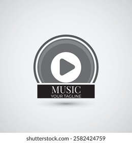 Disc music play logo flat design