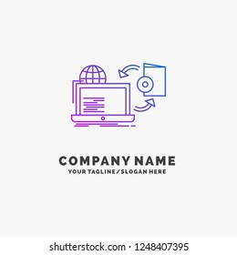 Disc, online, game, publish, publishing Purple Business Logo Template. Place for Tagline