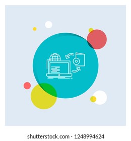 Disc, online, game, publish, publishing White Line Icon colorful Circle Background