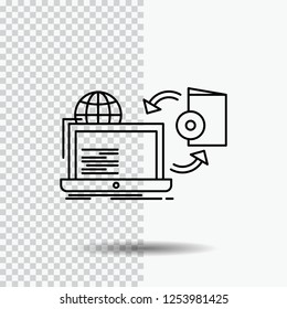 Disc, online, game, publish, publishing Line Icon on Transparent Background. Black Icon Vector Illustration