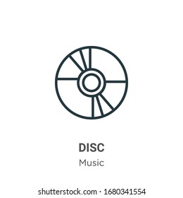 Disc outline vector icon. Thin line black disc icon, flat vector simple element illustration from editable music concept isolated stroke on white background