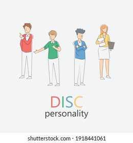 DISC Personal Psychology model.(Dominance, Influence,Steadiness ,Compliance)  business and education concept,vector illustration.