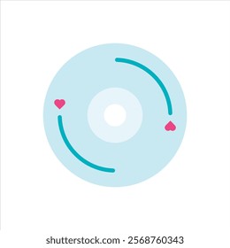 Disc player icon, DVD love player flat icon vector design illustration, valentines day pattern vector illustration. 