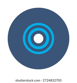 Icono de registro de disco diseño de Vector plano azul vinilo cd symbol almacenamiento de medios de audio datos de música signo de elemento gráfico